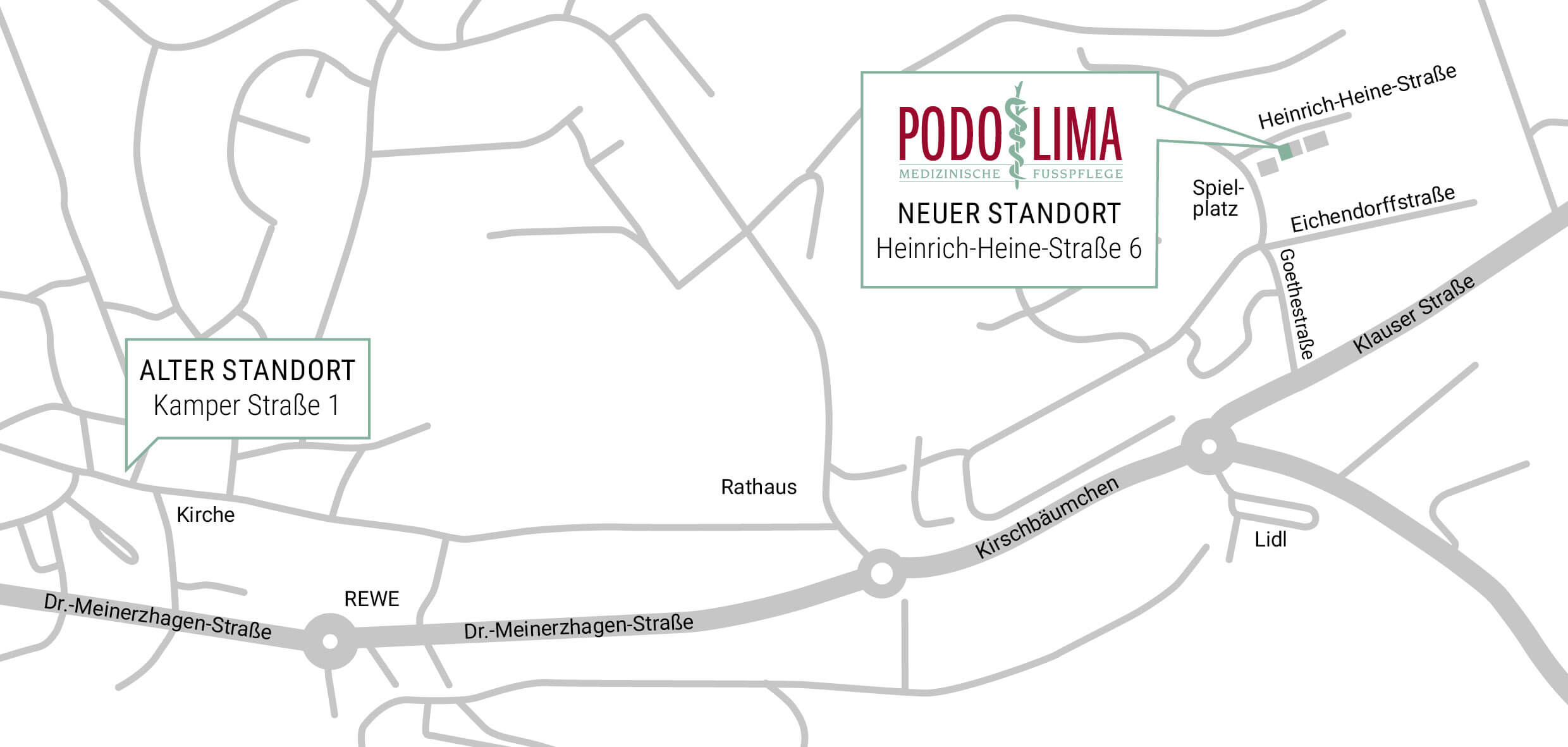 Karte vom Standort der Praxis PODOLIMA in Lindlar